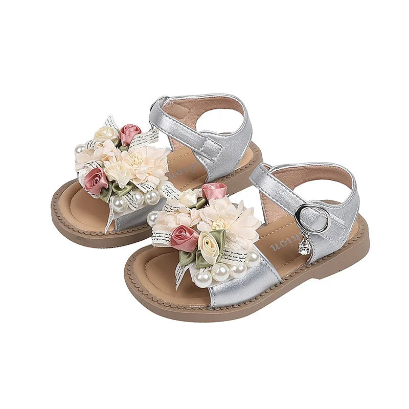 Summer Sandals New Fashion Simple Girl Shoe Flower Versatile Lightweight Flat Kid Shoes Anti Slip Comfort Soft Princess Shoes