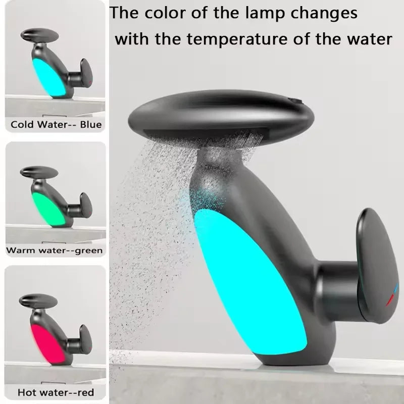 Bathroom Faucet with LED lighting Multi Functional Luxury Personality Drawing Faucet Cold and Hot faucet for household or Hotel