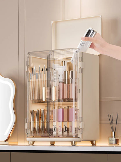 Cosmetics storage box, large-capacity dust-proof desktop, skin care and dressing table, internet-famous light luxury makeup box