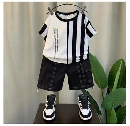 Summer Boy Clothing Suit New Children's Clothes Set Boys Short Sleeve T-Shirt Shorts 2 Piece Set Kids Sportswear Suit 2 4 6 8Y [Avaiilable]