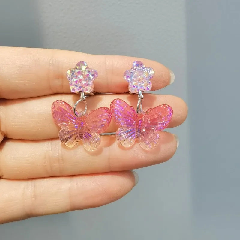 3pair Cute Children Ear Clip Earrings for Girl Without Ear Holes Sweet Mermaid Baby Ear Clip Set