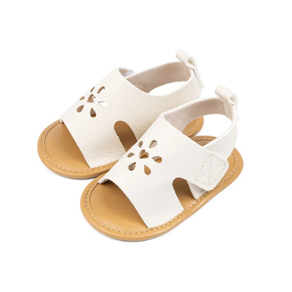 Baby Girl Summer PU Sandals Anti-slip Soft Sole Open-Toe Flower Hollow Shoes for Outdoor, School, Party