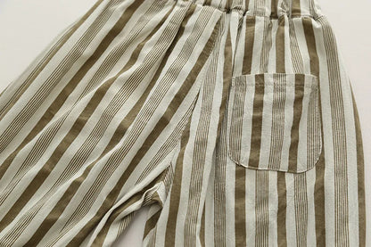 Summer Kid's Clothing Sets Boys' Short Sleeve Outfit Vertical Stripes T-shirt Pants 2Pcs Trendy Children's Costume Stylish