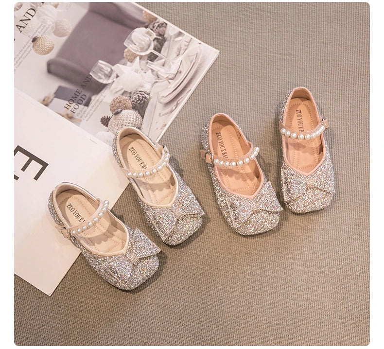 Girls Princess Shoe Soft Sole Ballet Dance Shoes Water Diamond Small Leather Shoes Mary Jane Shoes