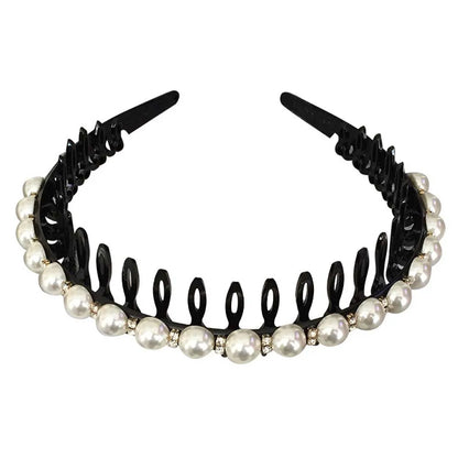Wild Girls  Non-slip Rhinestone Toothed Pearl Headband Hair Band Hair Accessories Wash Face Hair Hoop