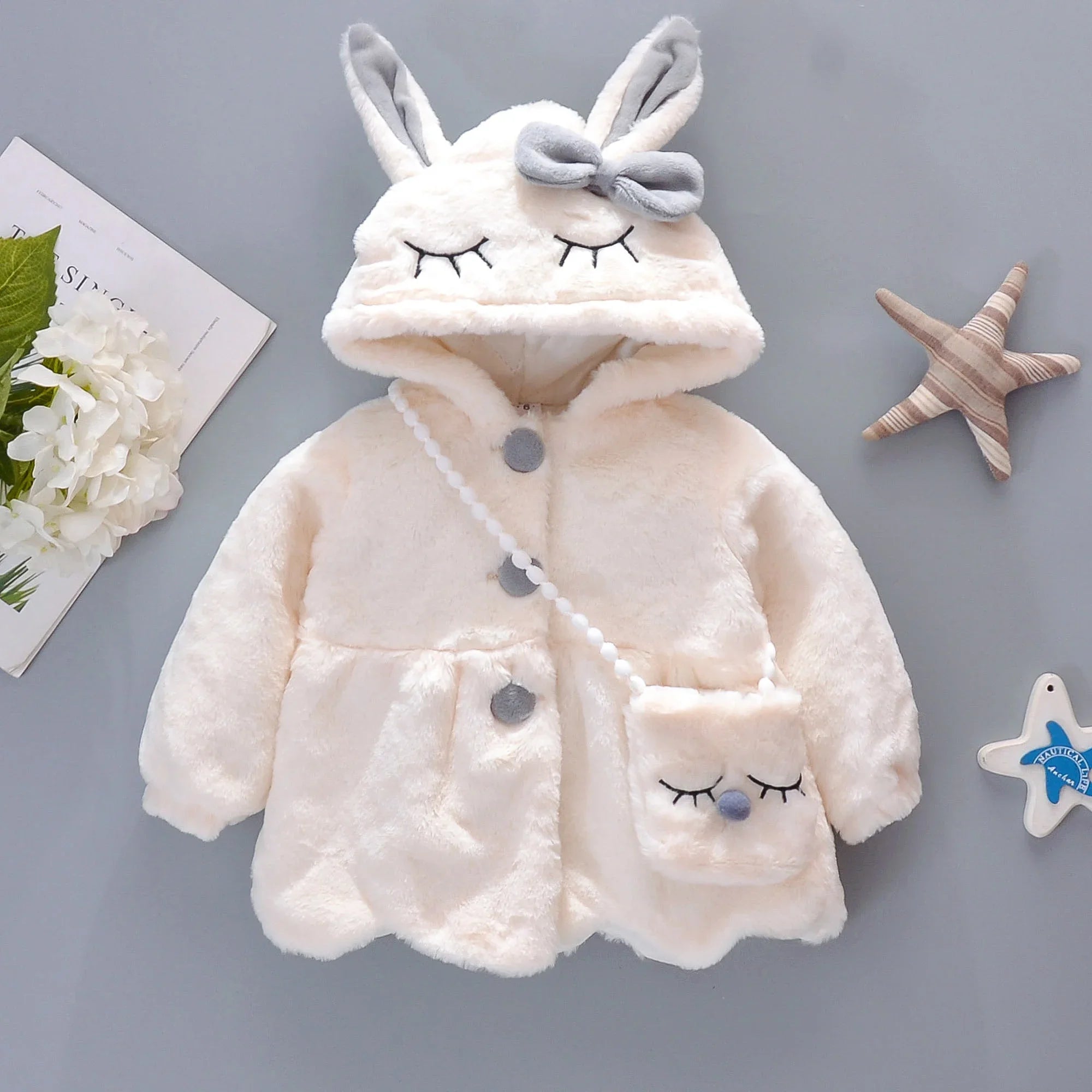 New Winter Coat Baby Girl Cold Protection Cute Hooded Coat With Free Bag For Kids (Available) (Copy)