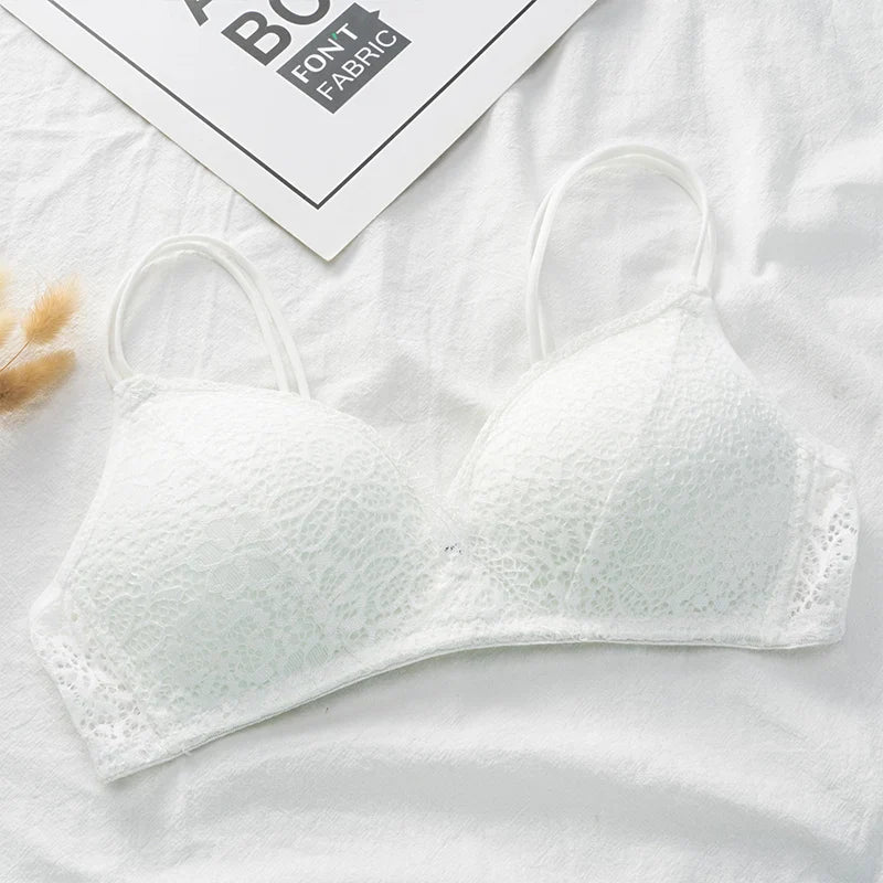 Women Bra Sexy Lace Bralette Floral Wireless Bra Female Comfortable Underwear Soft Solid Color Adjusted-straps Lingerie