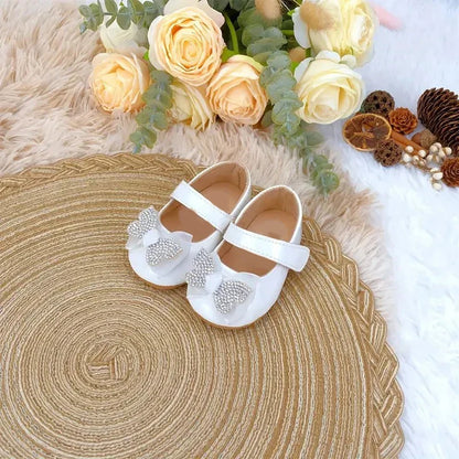 Spring and Autumn Bow Mary Jane Princess Shoes  Baby Girl Rubber Bottom Anti slip Sneaker