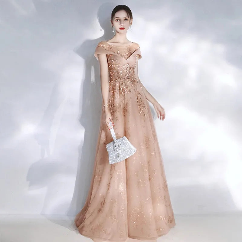 Banquet Evening Dress Dress Female  New Style Temperament Company Annual Meeting Birthday Glitter Host Art Exam Tail Dress