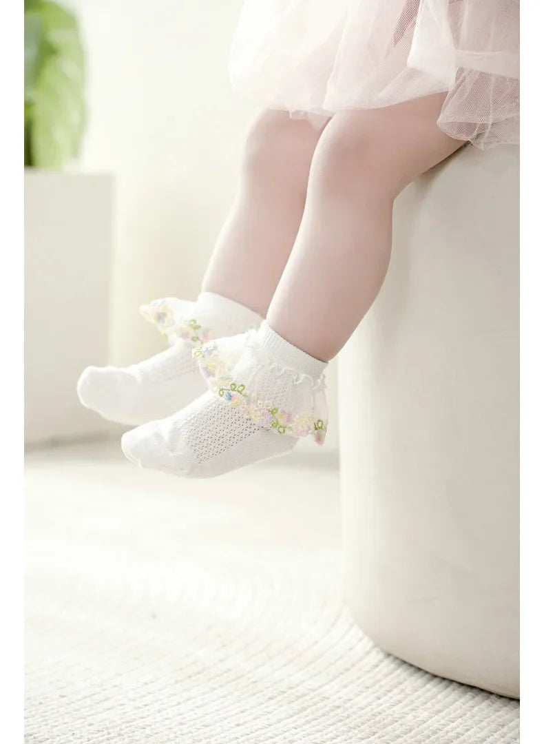New Children's Socks With Lace Princess Girls Frilly Sock Soft Infant Baby Socken White Socks For Kids 0-10Years High Quality