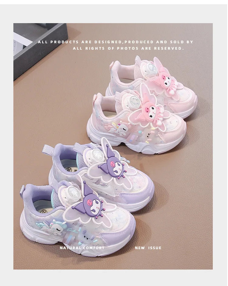 Girls Leather Hook-and-Loop Shoes - Non-Slip Thick Sole Chunky Sneakers Soft Bottom Fashion Casual Shoes for Kids