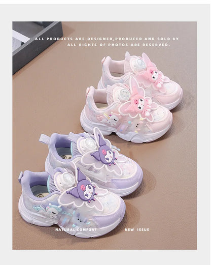 Girls Leather Hook-and-Loop Shoes - Non-Slip Thick Sole Chunky Sneakers Soft Bottom Fashion Casual Shoes for Kids