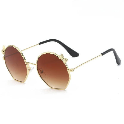 Summer Fashion Kids Sunglasses Trendy Bowknot Metal Frame Sun Glasses for Boys Girls Outdoor Anti UV Eyewear UV400