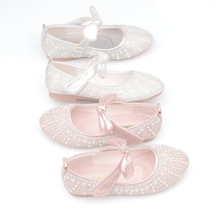 Girls Shoes Striped Bowtie Princess Shoes Kids Leather Shoes Big Girls Flats Children Single Shoes Fasion Soft Sole Toddlers