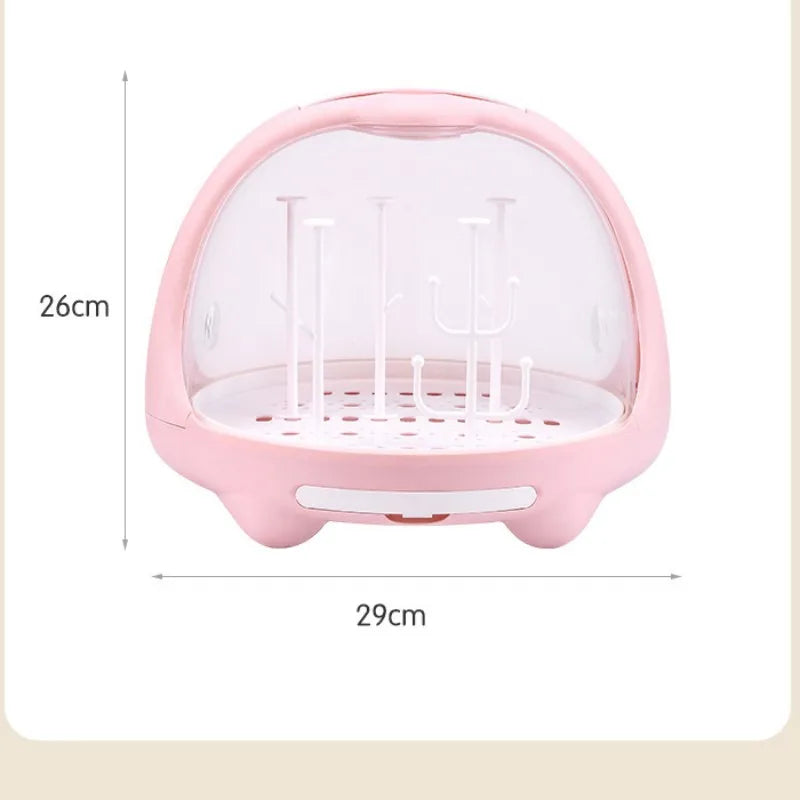 Baby Feeding Bottle Drying Rack Baby Bottle Holder Storage Box with Anti-dust Cover Dustproof Nursing Tableware Container