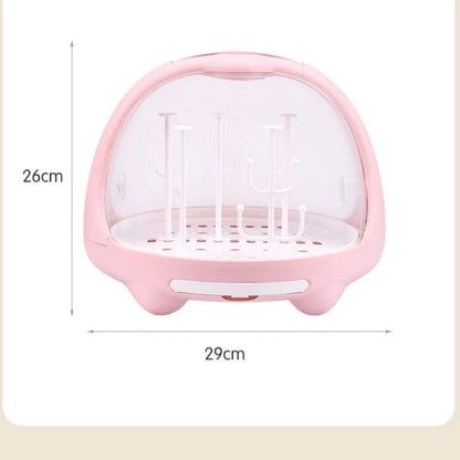 Baby Feeding Bottle Drying Rack Baby Bottle Holder Storage Box with Anti-dust Cover Dustproof Nursing Tableware Container