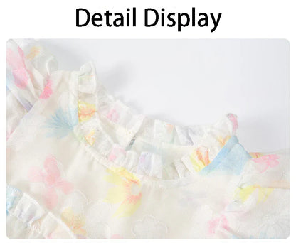 Summer girl's dress new style children's Western style floral chiffon princess dress printed baby's park play skirt