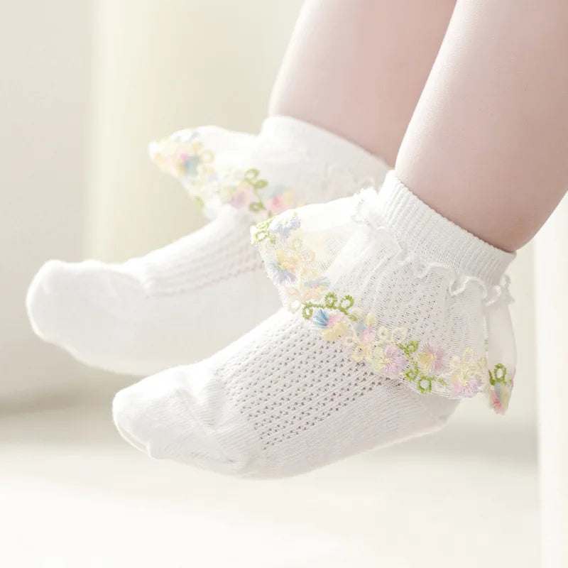 New Children's Socks With Lace Princess Girls Frilly Sock Soft Infant Baby Socken White Socks For Kids 0-10Years High Quality