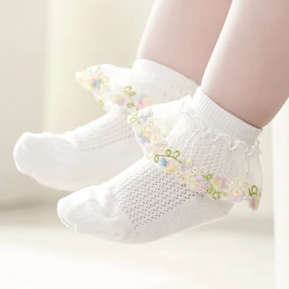 New Children's Socks With Lace Princess Girls Frilly Sock Soft Infant Baby Socken White Socks For Kids 0-10Years High Quality