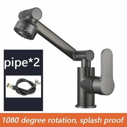 Bathroom Sink Faucet Basin Faucet 1080° Swivel Multifunction Cold and Hot Water Tap Kitchen Sink Faucet 2 Modes Water Tap