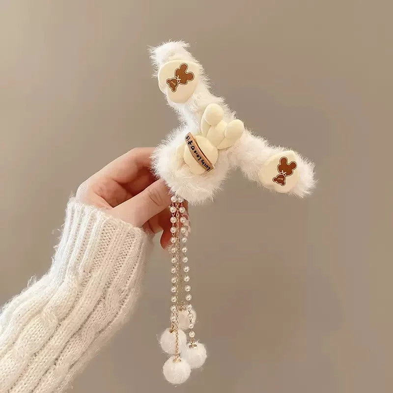 Hair Claw Headwear Women Fashion Faux Fur Hair Clip Acrylic Large Hair Claw Korea For Girl Winter Crab Barrette Hair Accessories