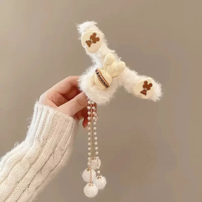 Hair Claw Headwear Women Fashion Faux Fur Hair Clip Acrylic Large Hair Claw Korea For Girl Winter Crab Barrette Hair Accessories
