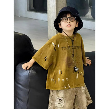 Summer Outfit New Perforated Denim Shorts Children's Clothing