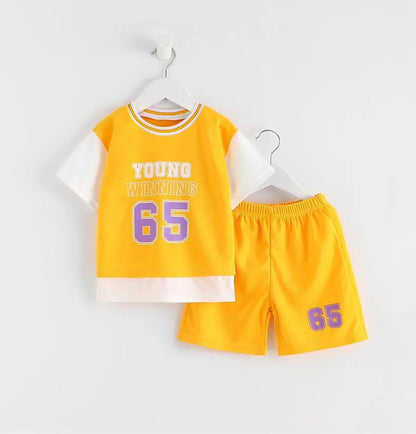 Boys Clothes Sets Summer Breathable Tracksuit Fashion Children's Sports Two Piece Set T-shirt + Shorts Suits