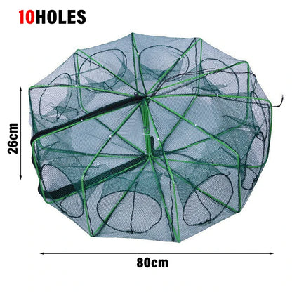 New Fishing Traps Mesh Cage Foldable Crayfish Catchers Crab Fish Cage Trap Net Nylon Casting Fishing Mesh Shrimp Net for Tackle