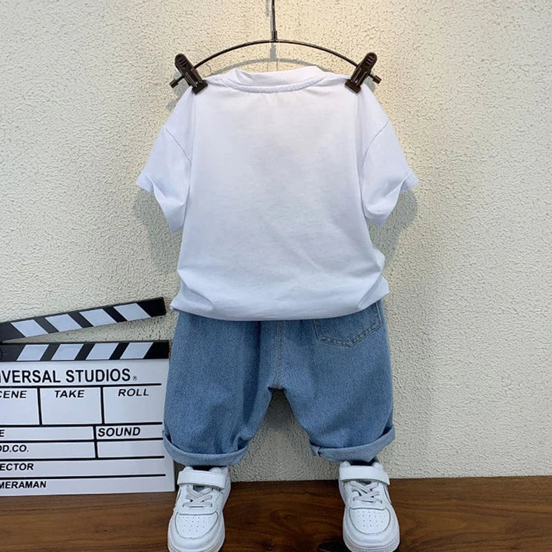 New Selling Summer Baby Boys Clothing Sets Tops bear T-shirt +Short Pants 2 Pieces Set Kids
