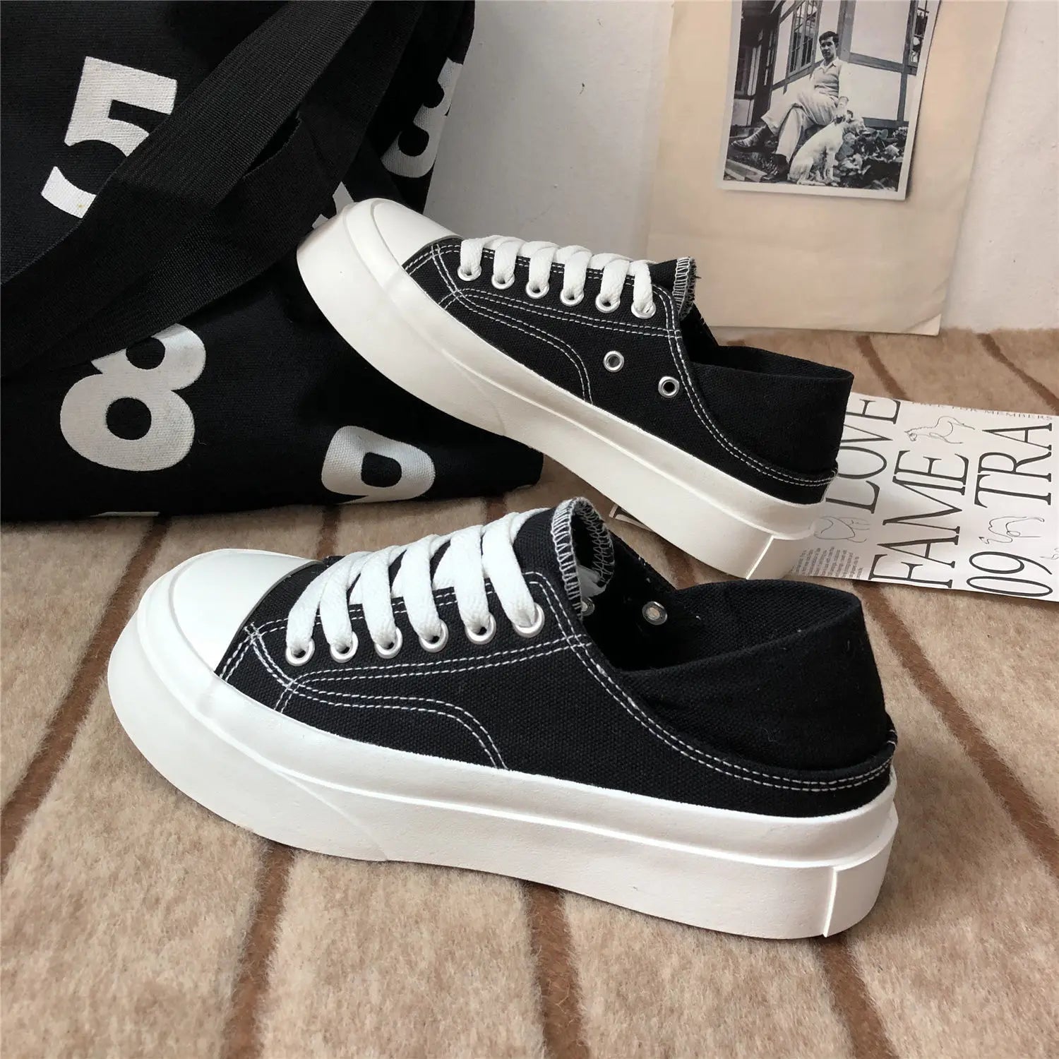 Women's Shoes Round Toe Female Footwear Canvas White High On Platform Stylish Offer New Arrival 2025 Cheap Low Price Urban