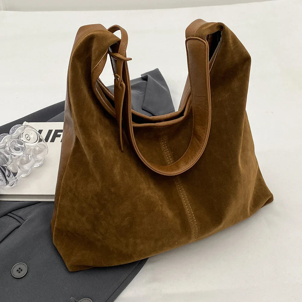 Women Bag Vintage Shoulder Bag Autumn Winter Handbag Solid Color Large Capacity Shopping Bags Purse for Ladies Totes
