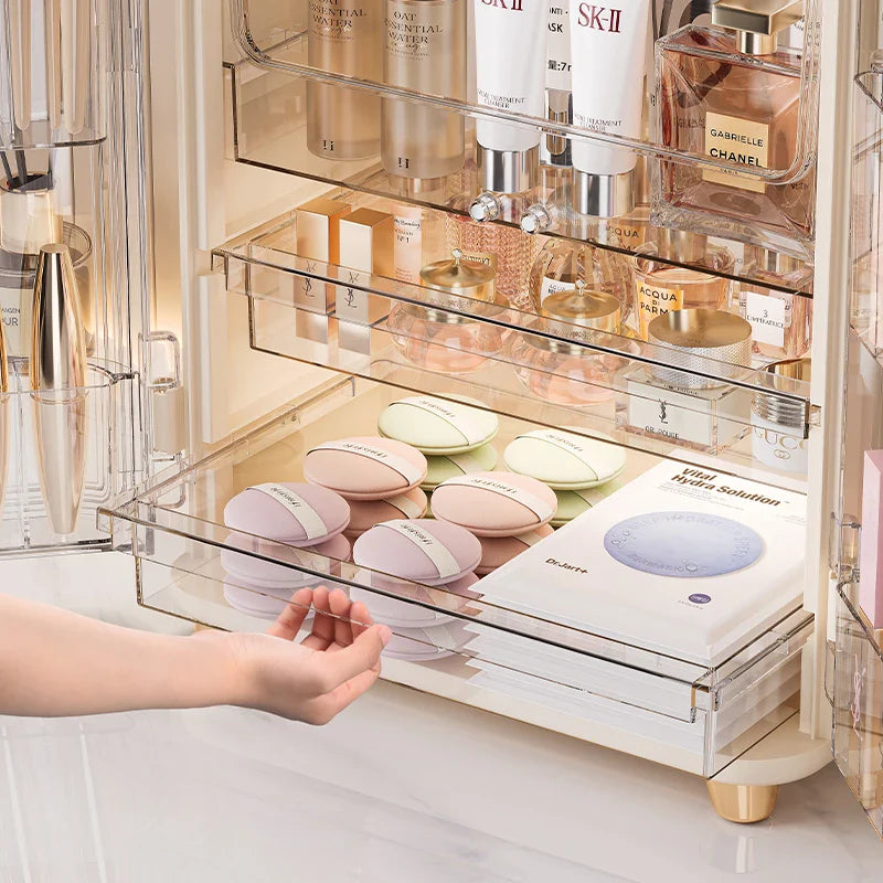 Cosmetics storage box, large-capacity dust-proof desktop, skin care and dressing table, internet-famous light luxury makeup box