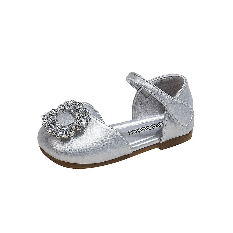 Fashion Causal Kids Party Dress Sandals Rhinestone Children's Ballet Flat Sandals Hook Loop