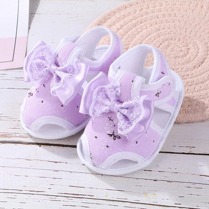 Newborn Infant Baby Girl Princess Bowknot Sandal Sneakers Toddler Soft Crib Walkers Casual Shoes