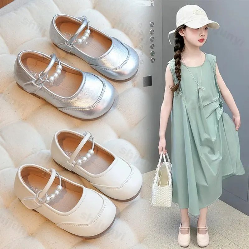 New Kids Leather Shoes Soft Soled Anti Slip Girls Casual Simple Mary Jane Shoe