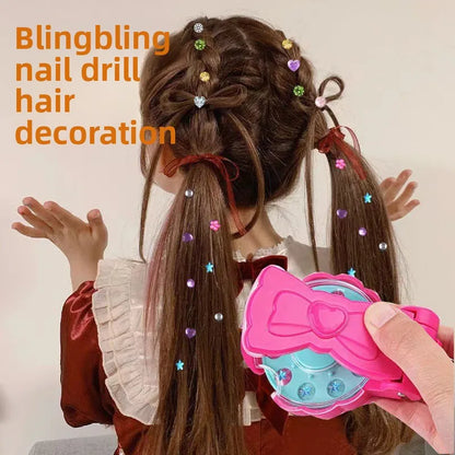 Girls Role Play Diamond Hair Accessories DIY Craft Set Magic Stamping Bling Stickers Princess Dress Up Birthday Gift Toy
