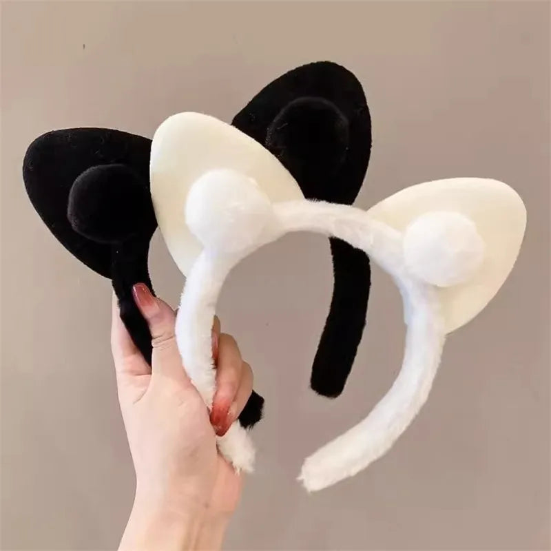 Hair Band Female Wash Face Cat Ears Headband Net Red Simple Cute Girl Heart Wide-brimmed Plush Hair Band Hairpin Head Jewelry