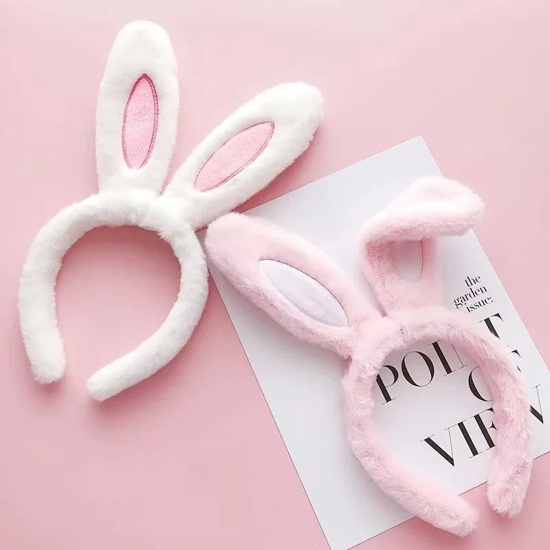 New cute plush headband with bow & rabbit ears,lace trim for delicacy.Soft skin-friendly,no hair damage.Perfect for washing face