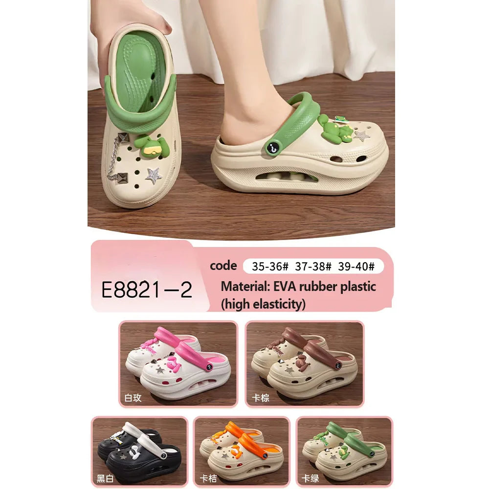 New summer thick bottom high elastic waterproof EVA clogs shoes comfortable sandals non-slip half slippers beach shoes