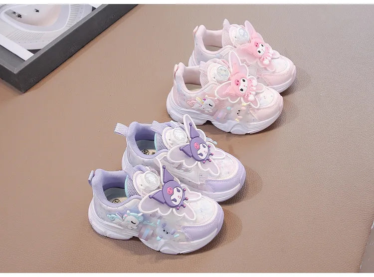 Girls Leather Hook-and-Loop Shoes - Non-Slip Thick Sole Chunky Sneakers Soft Bottom Fashion Casual Shoes for Kids