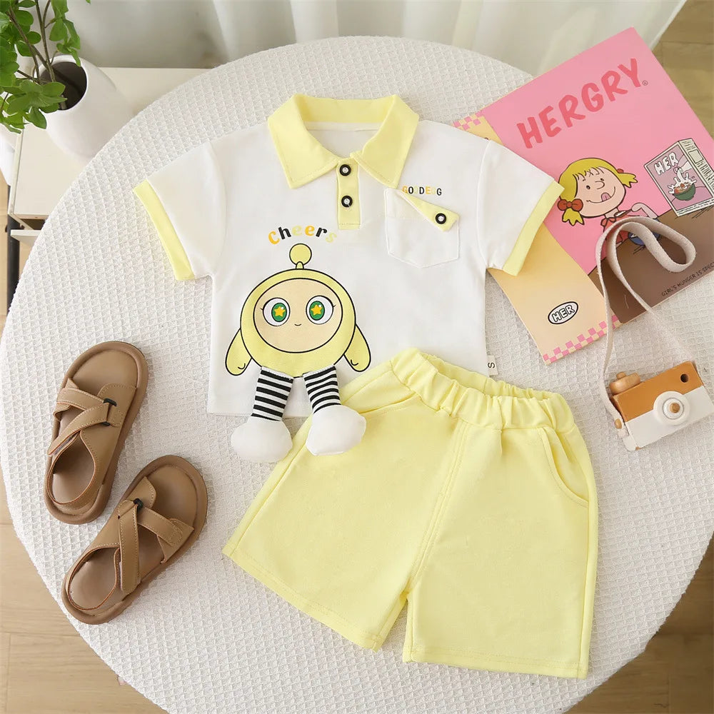 Summer Clothes for Children Baby Girls Cartoon T-Shirt And Shorts 2pcs Set Kids Infant Toddler Fashion Tracksuit