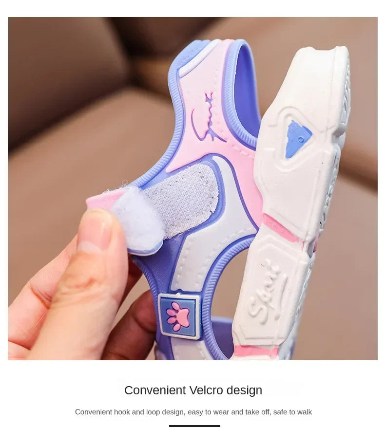 Children Sandals Summer Cartoon Soft Sole Anti Slip Boys Sandals Fashionable Girls Beach Shoes 4-10T Kid PVC Sandals