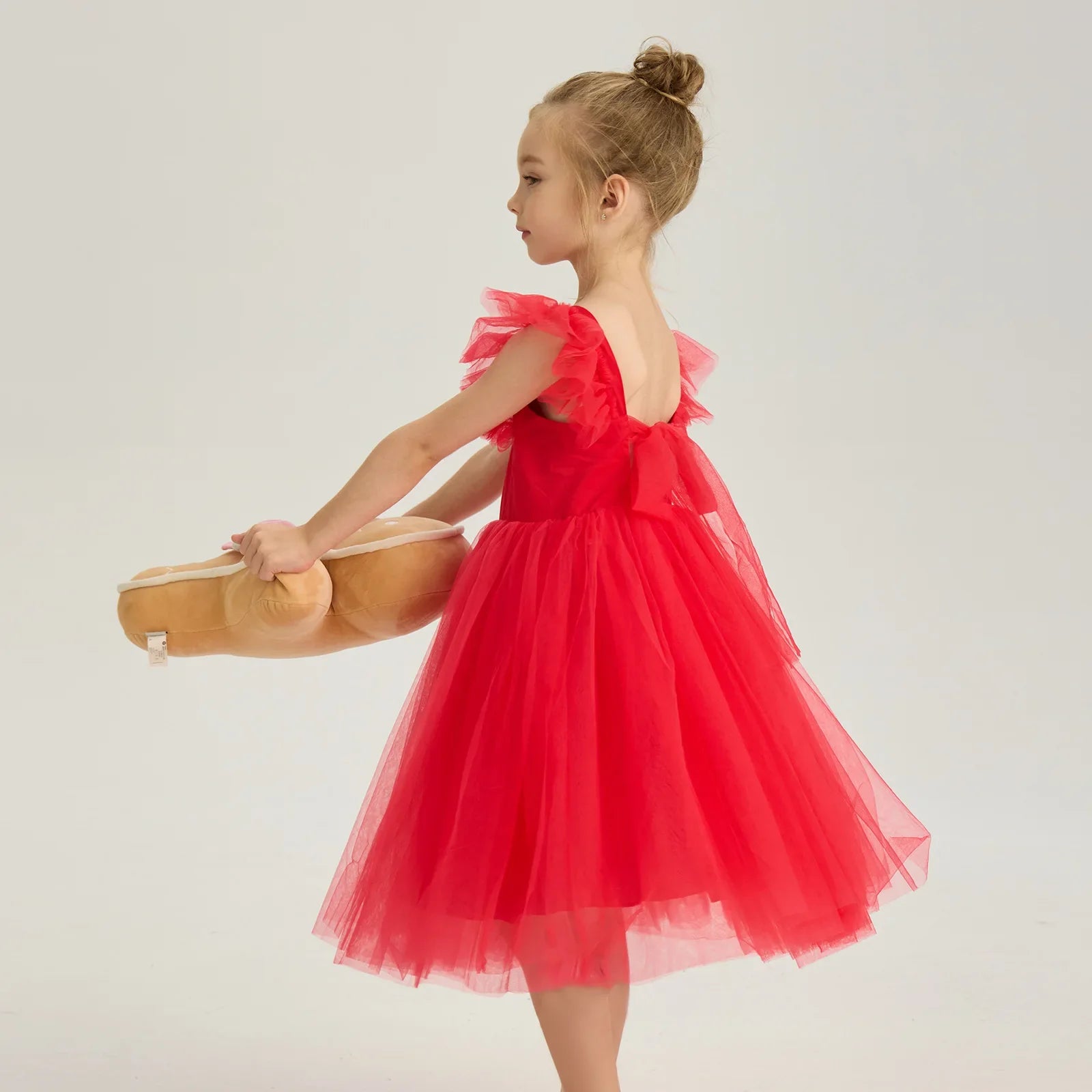 New Little Girls Party Dress for Princess Dress Solid Child Clothes Flower Girl Birthday Princess Dress for Kids