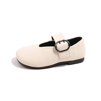 Girls' leather shoes spring new children's round toe flat fashion simple princess shoes single shoes