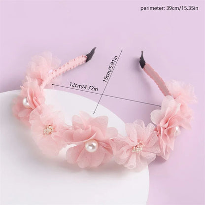 Advanced Handmade Flower Girls Headbands Cute Pearl Feather Wedding Crown Princess Dance Party Headwear Fashion Hoop Accessories