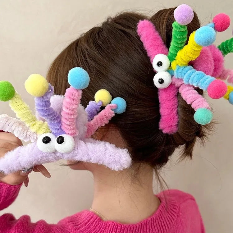 Clip Hair Accessory Thick Hair-Claw Clip Fluffy Plush Hairs Claw Clips for Girls Thick Hair Strong Hold Barrettes