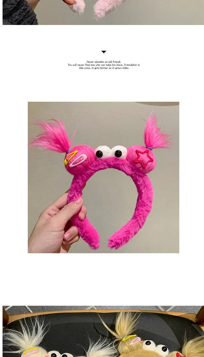 Girls Face Wash Headband Plush Skin Care Bath Shower Makeup Hair Band Soft Absorbent Cartoon Clown Doll Hair Accessories