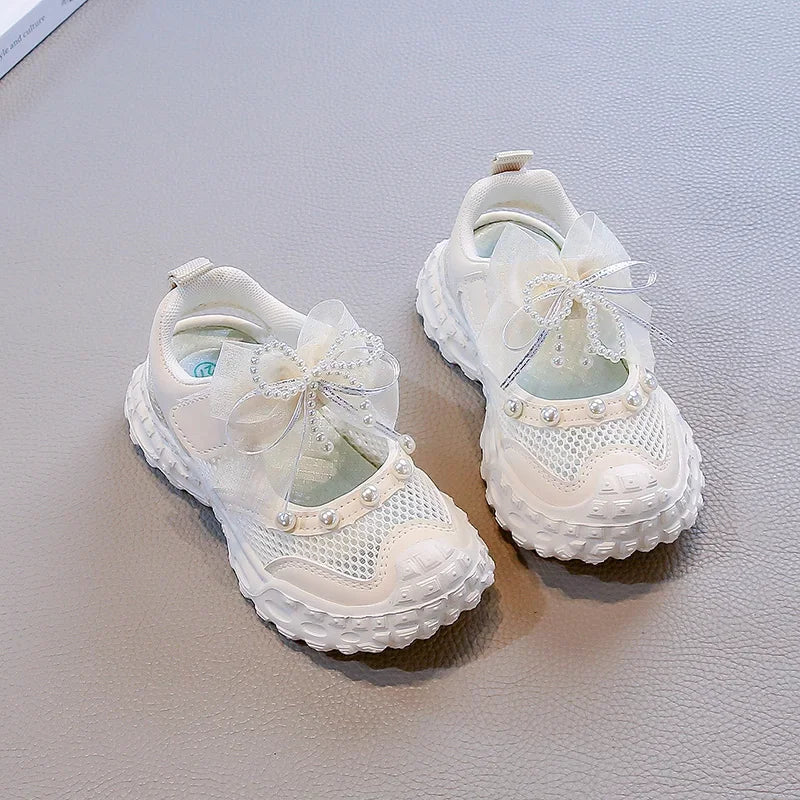Summer Children School Running Sandals Sweet Breathable Girls Mesh Sports Sandals Non-slip Fashion Kids Princess Cut-outs Shoes