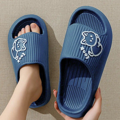 Summer Slippers Bathroom Platform Non-Slip Home Bear Cartoon Flip Flops Beach  Sandals Slides Indoor Outdoor